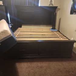 Cal King Bed Frame W/ Storage Space 