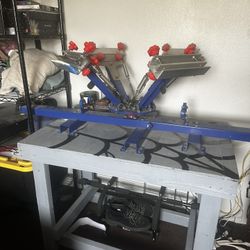 4 color screen press screen printer and flash dryer 