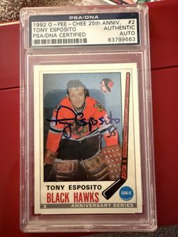 TONY ESPOSITO 1992 O-PEE-CHEE 25TH ANNIVERSARY PSA/DNA AUTO- BLACKHAWKS #138
