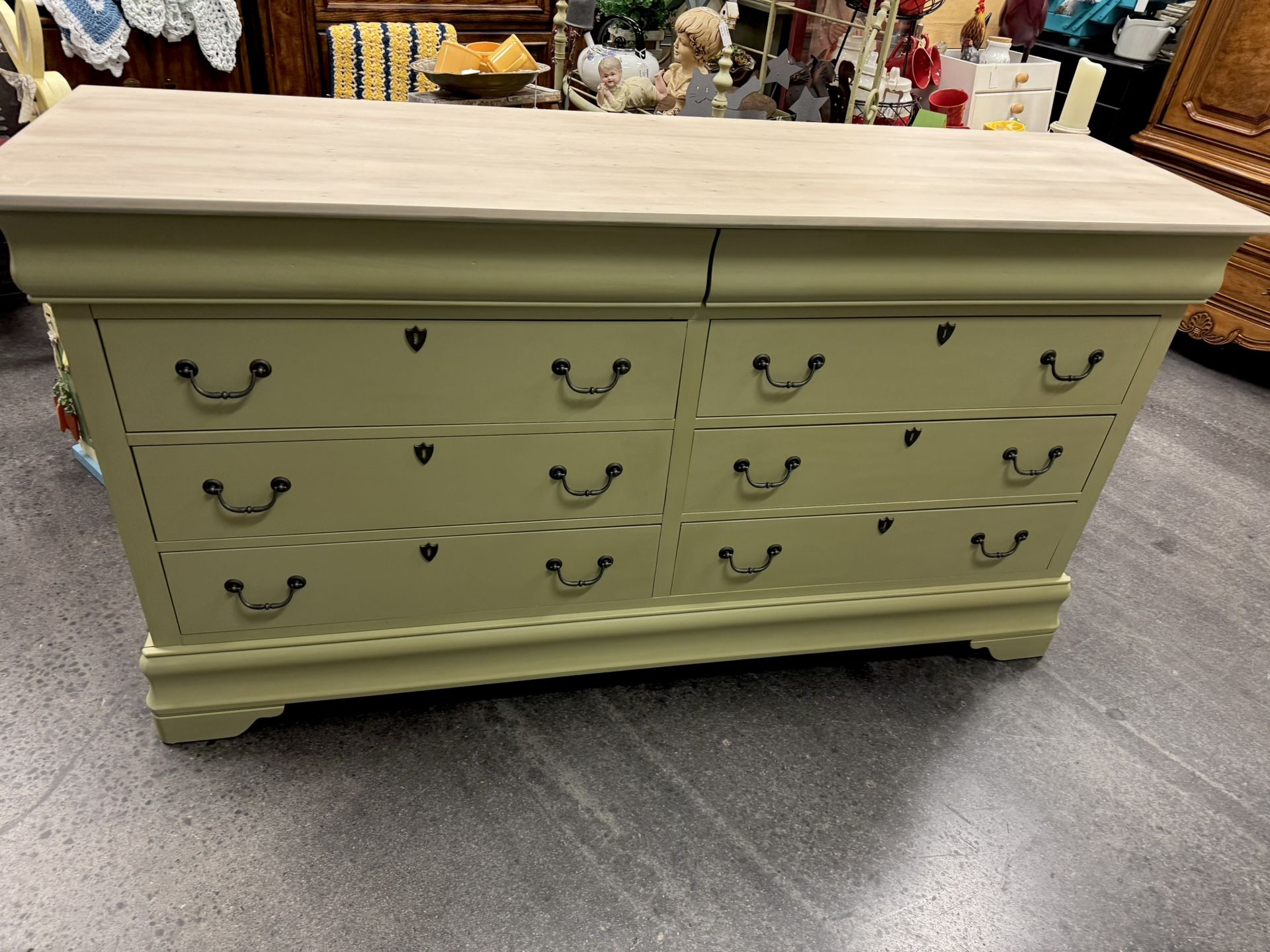Newly Refinished Green Credenza 