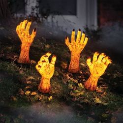Member's Mark Zombie Hand Stake Lights, Set of 4 Halloween Decor