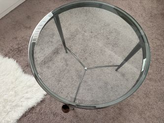 Two Chrome Glass Top Table