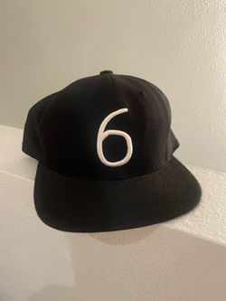 Black Snapback Hat with Embroidered 6 Drake