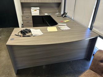 Office Desk U Shape w Drawers and Upper Hutch Cabinets