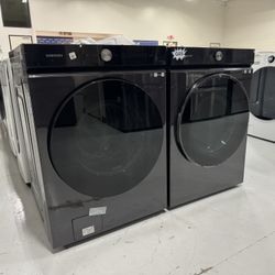 Bespoke XL Washer Dryer Set Black Smart Stackable Gas NEW 