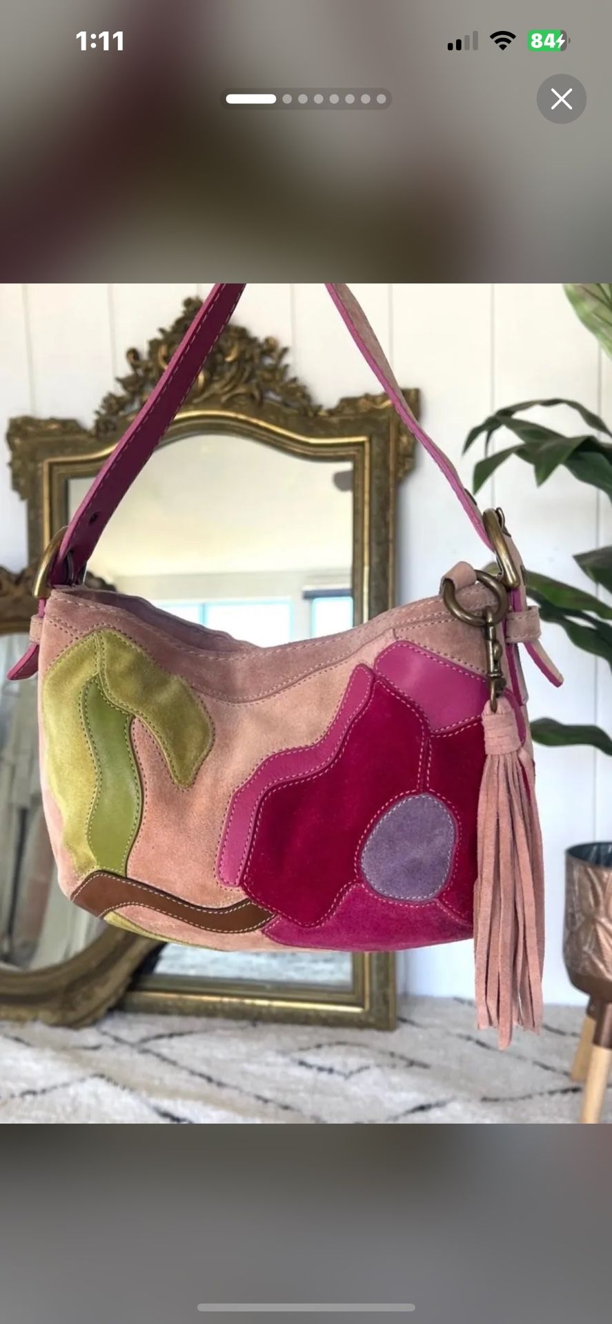 Super Rare Coach 2004 Special Edition Hamilton Hobo Poppies for Peace Suede & Leather bag