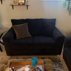 Dark blue couch And Love Seat 