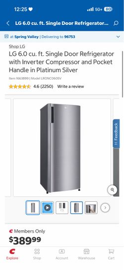 Brand New LG 6.0 cu ft fridge with freezer