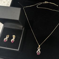 9k Real Gold Earrings & Necklace Set