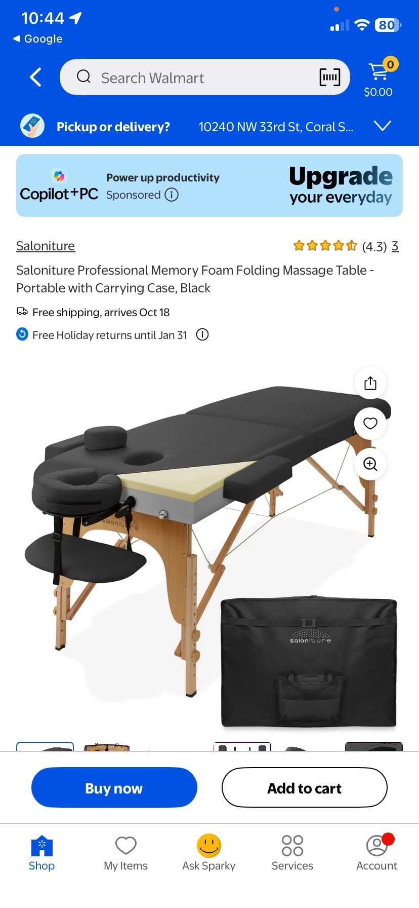 Memory Foam Massage Table 