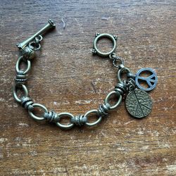 Bronze Peace Dangle Bracelet