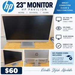 HP 23” Monitor – Excellent Condition