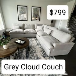 Gray Cloud Modular Sectional Couch Sofa 