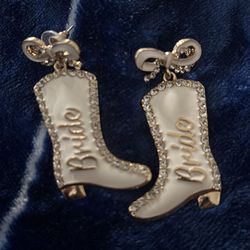 Bride cowgirl boots earrings