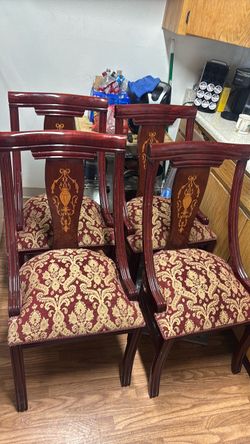 Set of 4 Mahogany Dining Chairs with Inlay