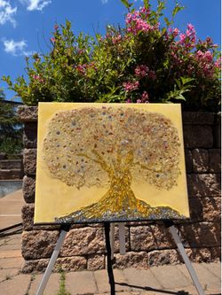 ✨ Handmade Tree of Life Wall Art – Resin & Crystal Decor ✨