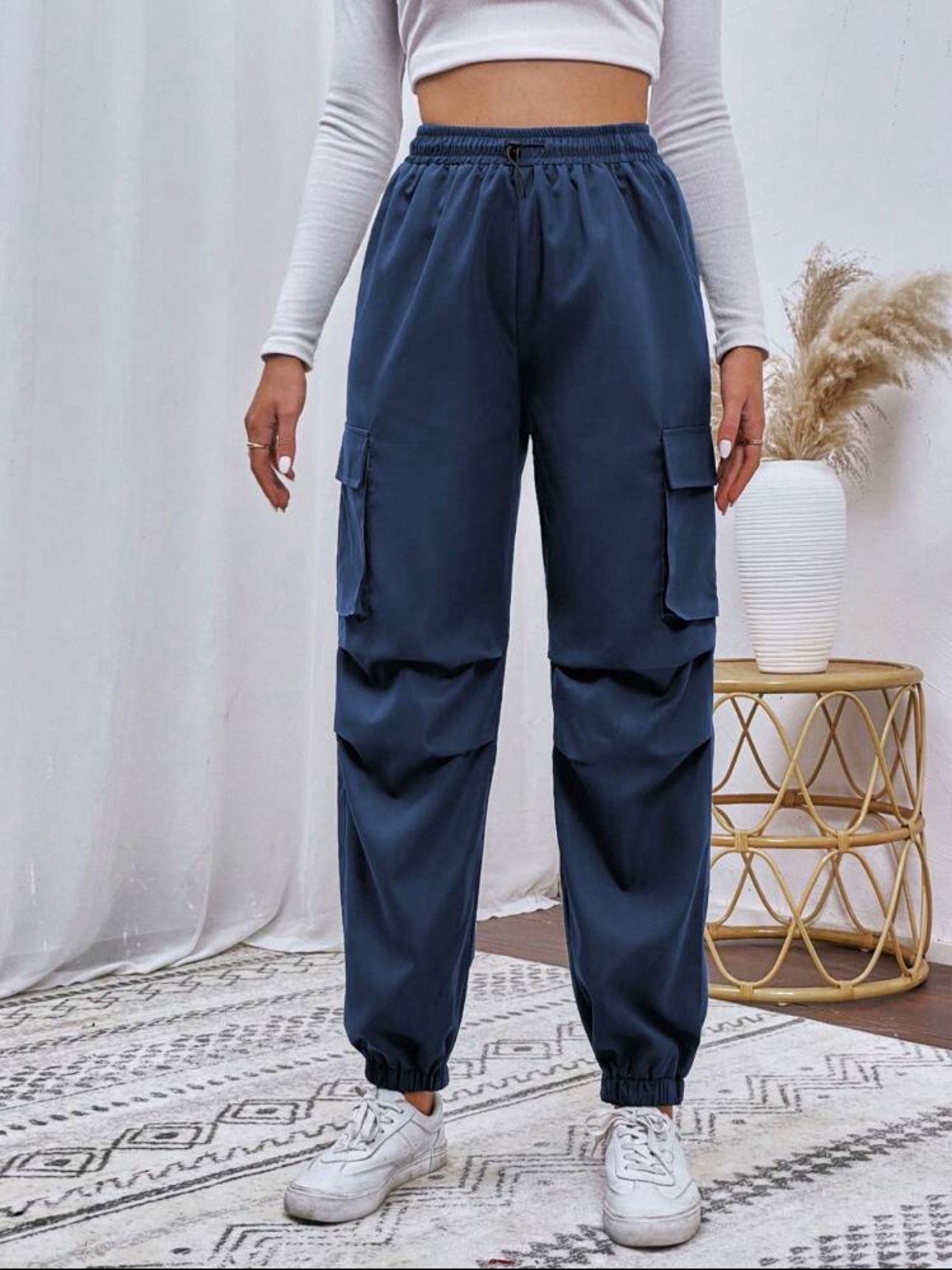 Shein Navy Blue Cargo Jogger Pants Women’s Size XS