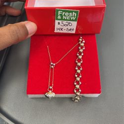 14 Gold Chain And Bracelet 