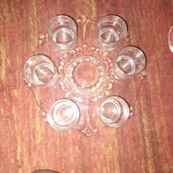 Punch Bowl Cup And Serving Glass Plate