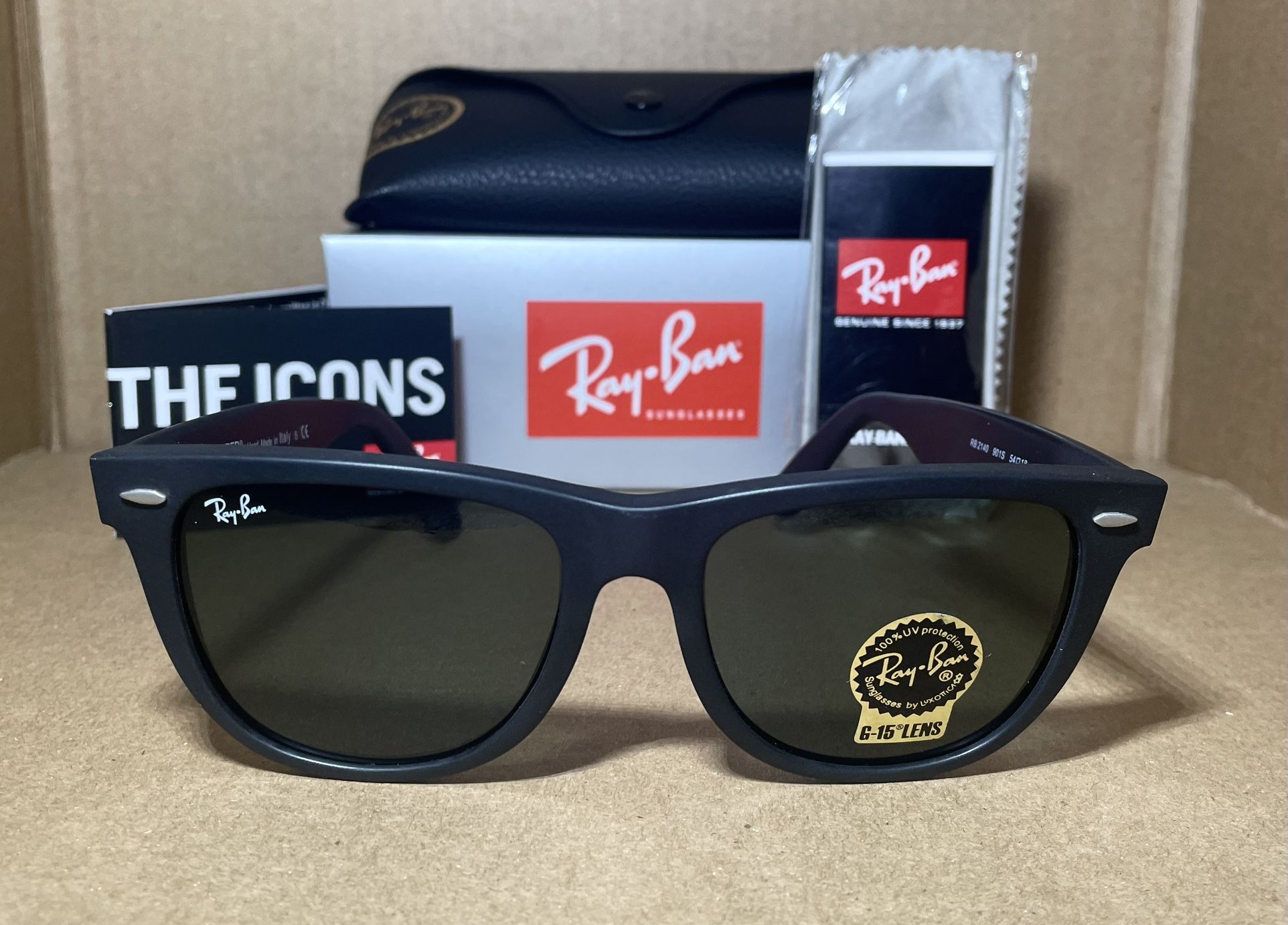 Rayban Classic Wayfarer Sunglass ORB2140 901*3N Black/ Green G15 lens 54mm