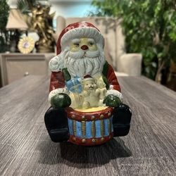 Vintage Ceramic Rotating Musical Santa Claus Christmas Holiday Figurine