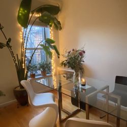 Glass top W/ GOLD BASE dining table