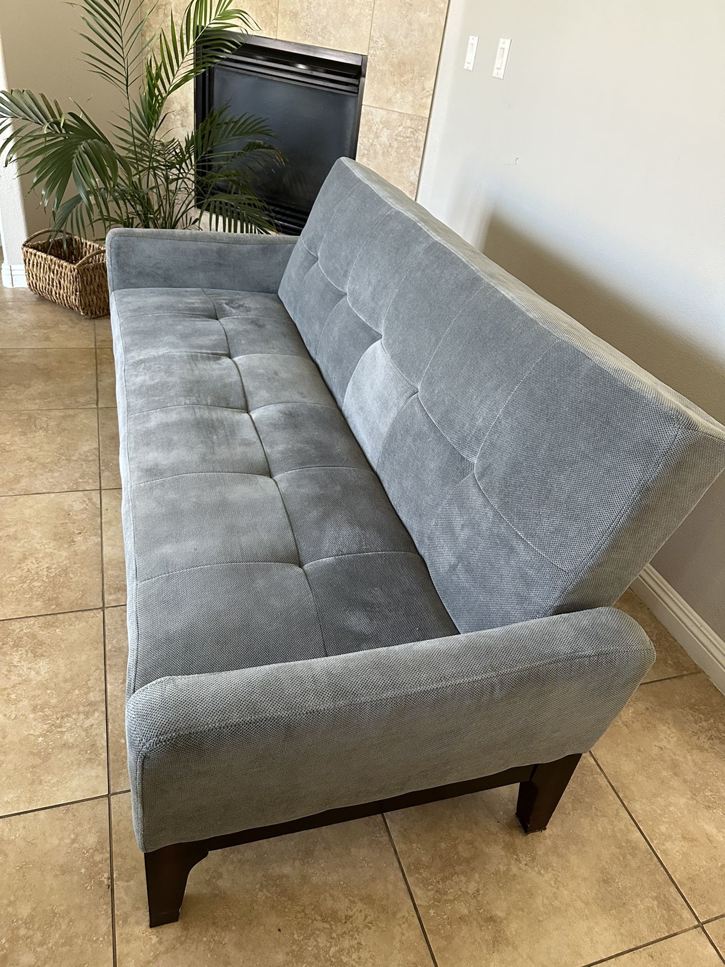 Futon sofa, velvet, blue $60