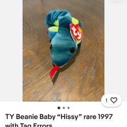 Ty Beanie Hissy The Snake Rare 1997