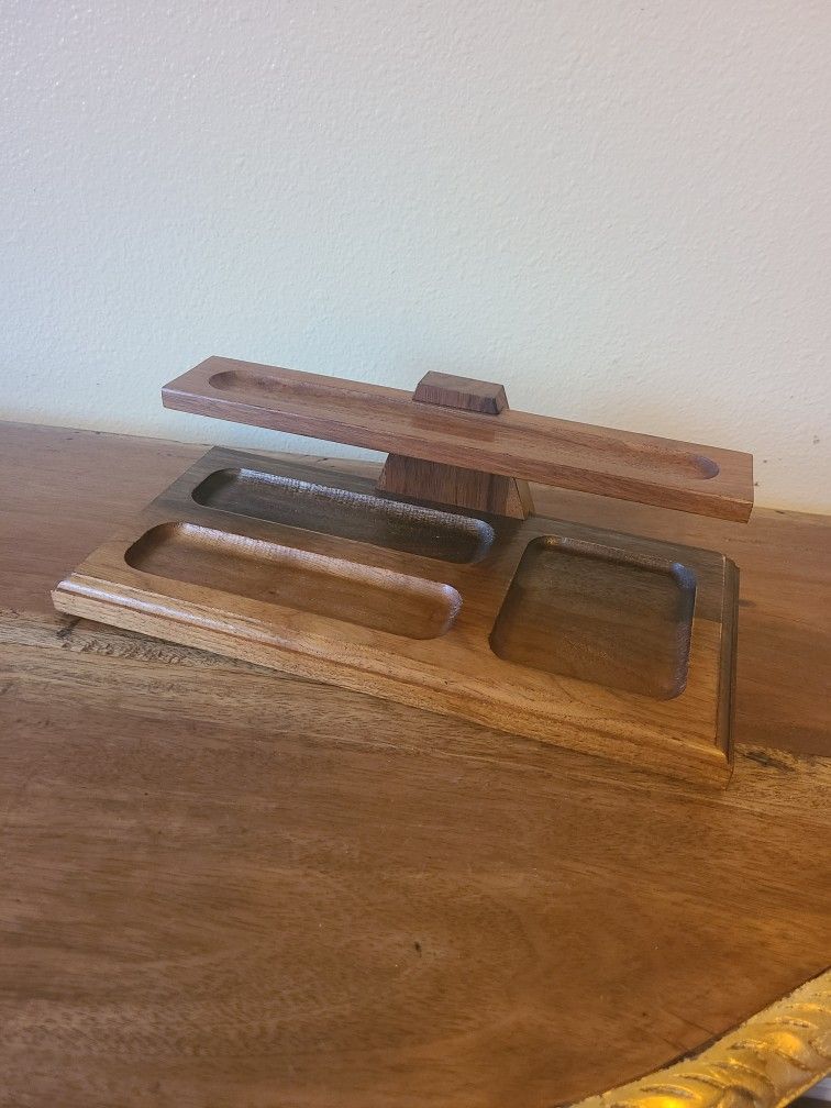 Restored MCM walnut mens valet jewelry holder