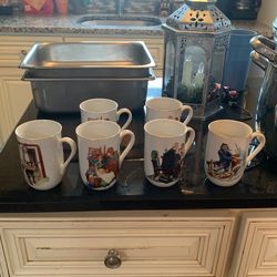 1986 Norman Rockwell Mugs- Set Of 6