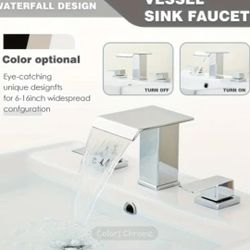 Chrome 3 Hole Waterfall Bathroom Faucet