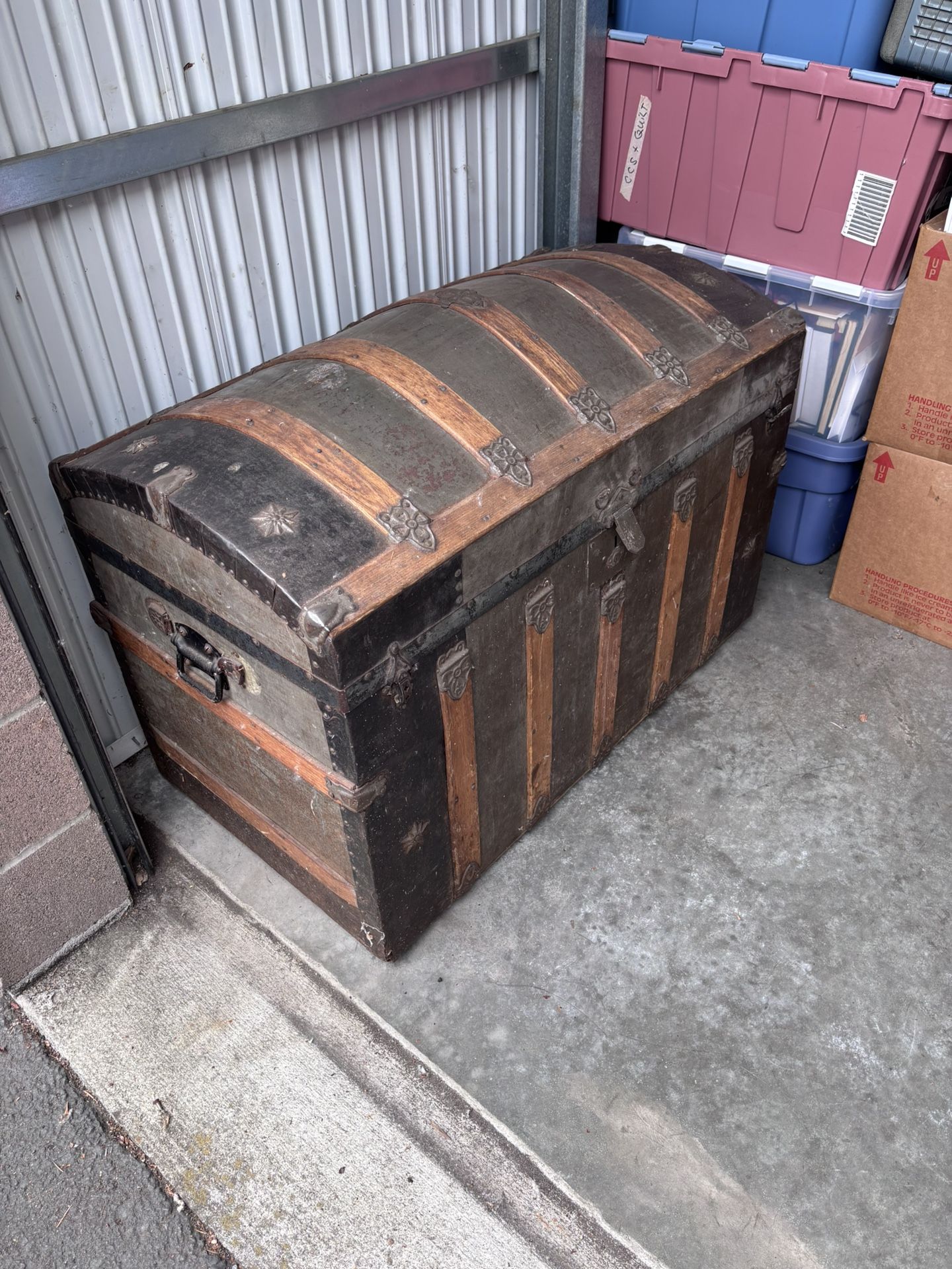 Antique Domed Steamer Chest Trunk