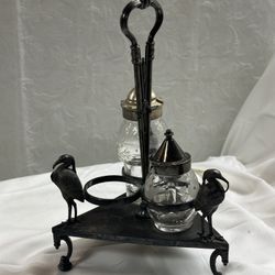 Antique Reed And Barton Silver Plated Stand With Metal Herons