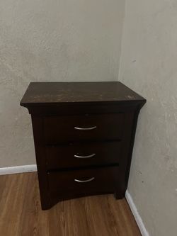 Dark Brown 3-Drawer Nightstand