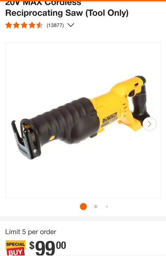 DEWALT
20V MAX Cordless Reciprocating Saw (Tool Only)