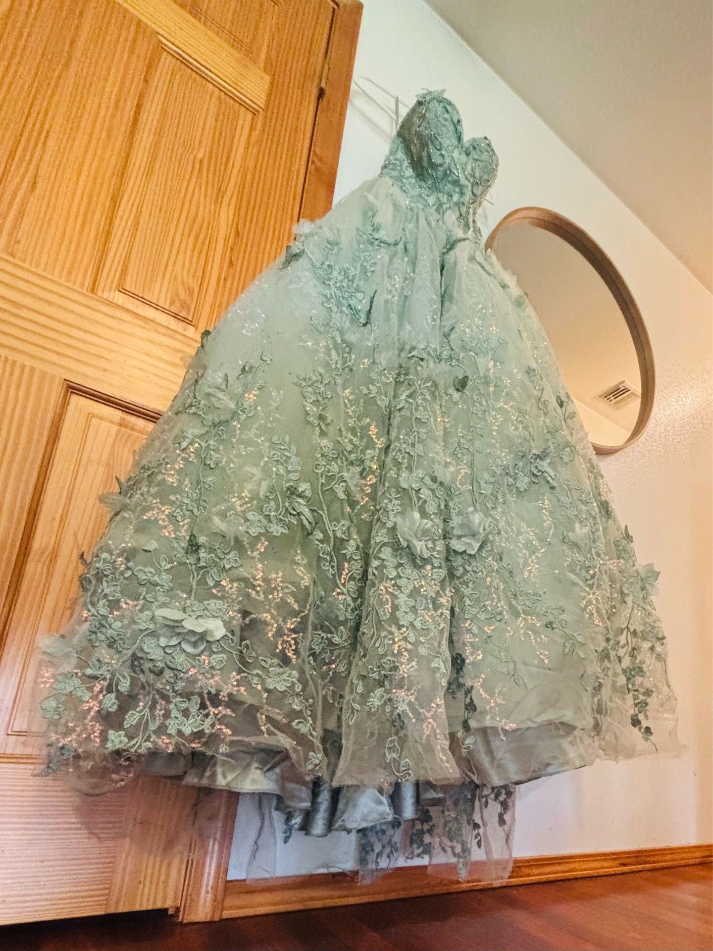 Enchanted Sage Green Formal Dress w/ Hoop Skirt