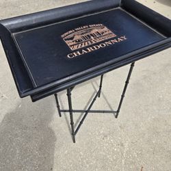 Vintage Leather And Metal Tray Table Dark Academia 