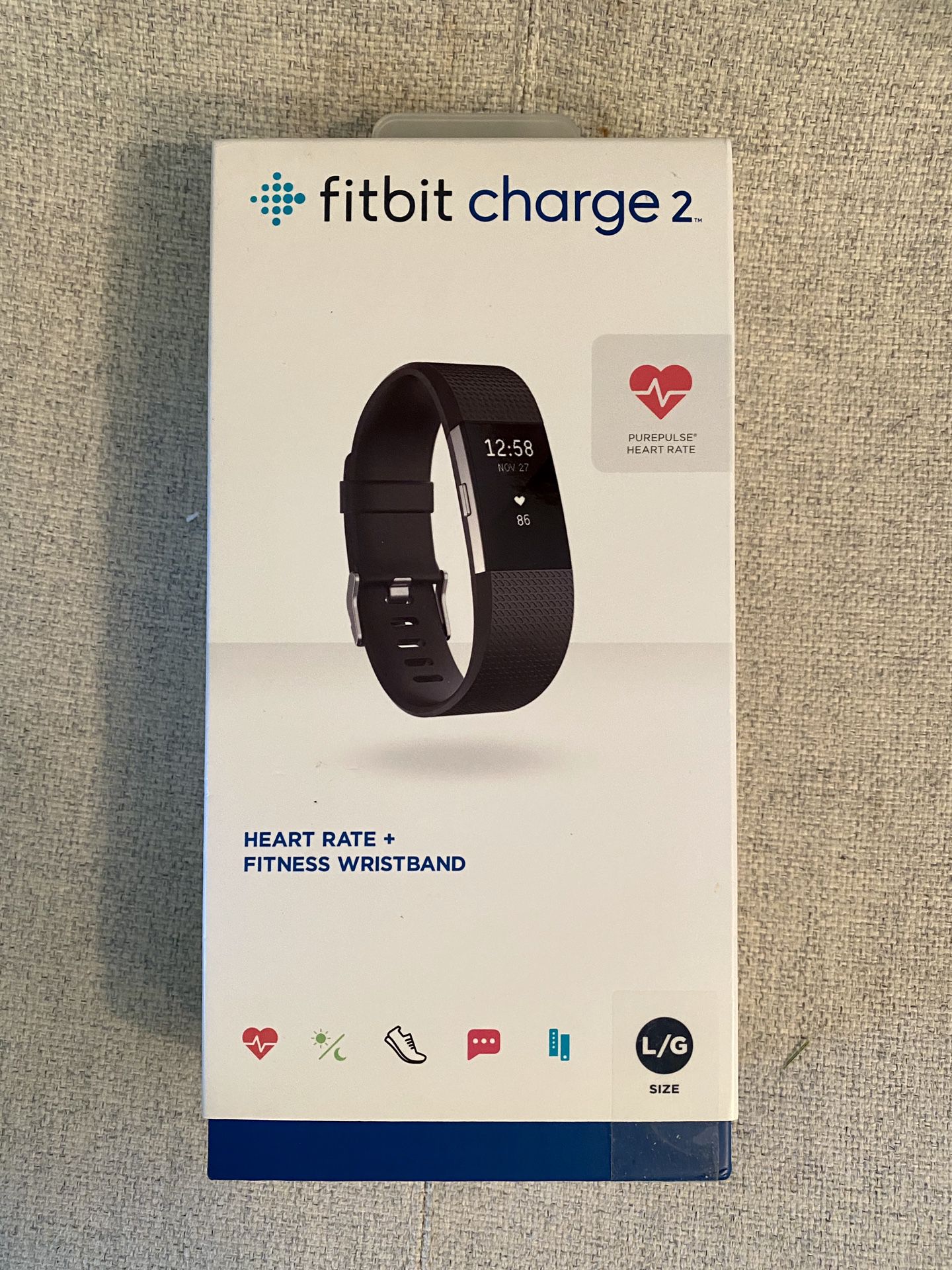 Brand New Fitbit Charge 2 size L/G Stainless Steel Tracker Black Band