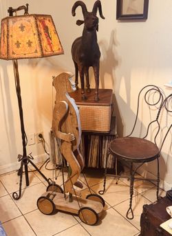 Fantastic Antique Vintage Folk Art 1940s/50s Handmade Large Pull Walking Man Video! Arms Legs Move!