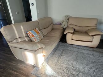 Cream Leather Sofa
