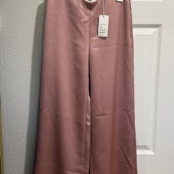 VINCE Satin Wide-Leg High Rise Trousers