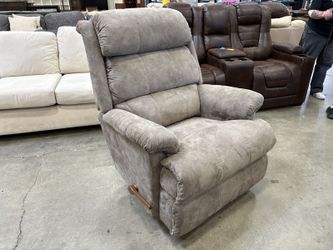 LA-Z-BOY Plush Stone Grey Rocking Manual Recliner