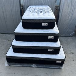 Queen Size Mattress Pillow Top 12” Thick. All Sizes Available. Same Day Delivery. New. Mattress In A Plastic Sealed