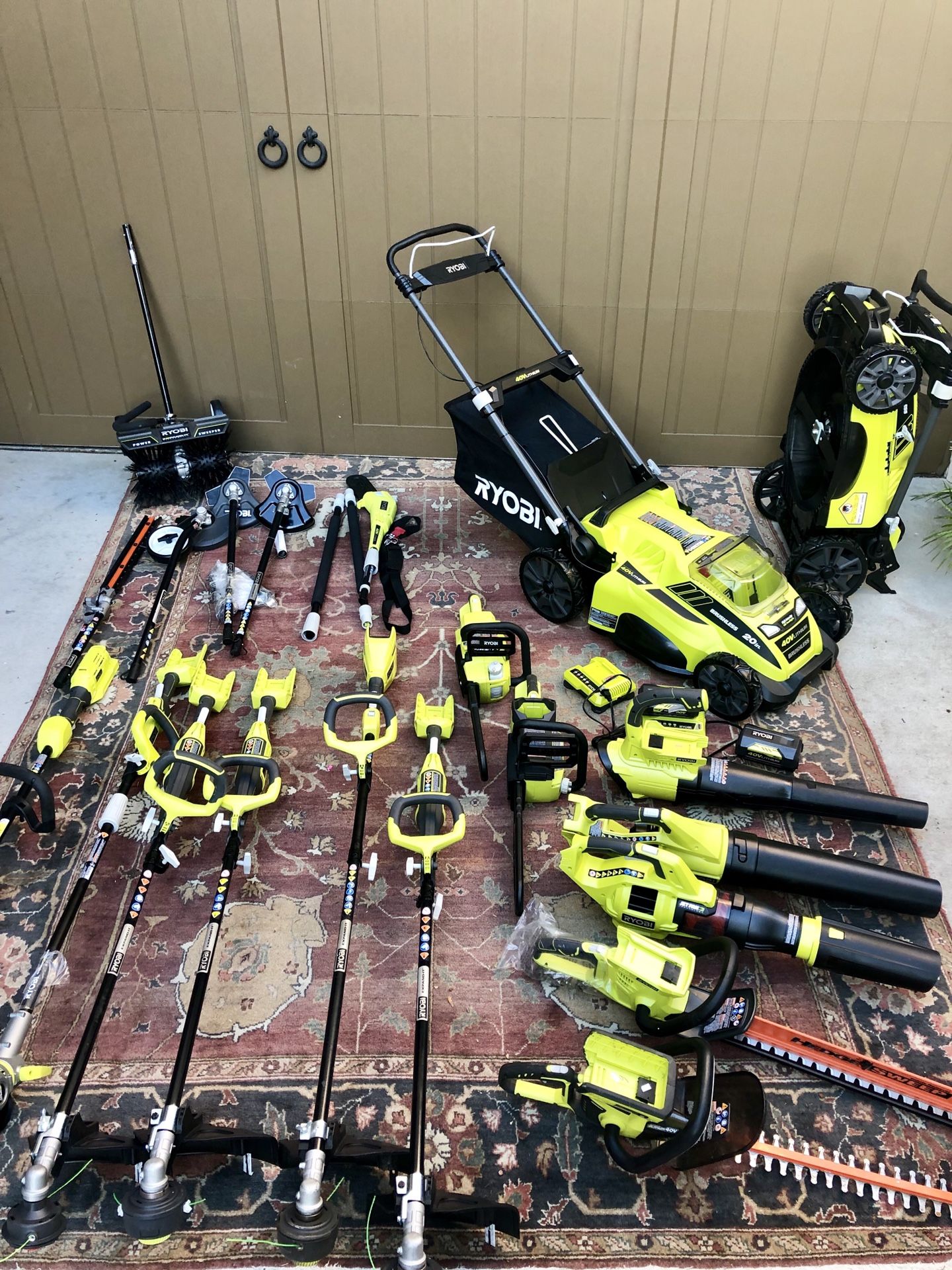 Ryobi 40V cordless lawn mower,weed eater,hedge trimmer,leaf vac,chainsaw,pole saw,blower,NEW