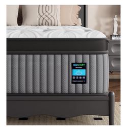 BedStory Medium Firm Queen Mattress 14 Inch, Deep Sleep Hybrid Mattresses 7-Zone Pain Relief - Extra Firm Bed in a Box