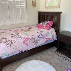 Solid Wood Twin Bed & Night Stand