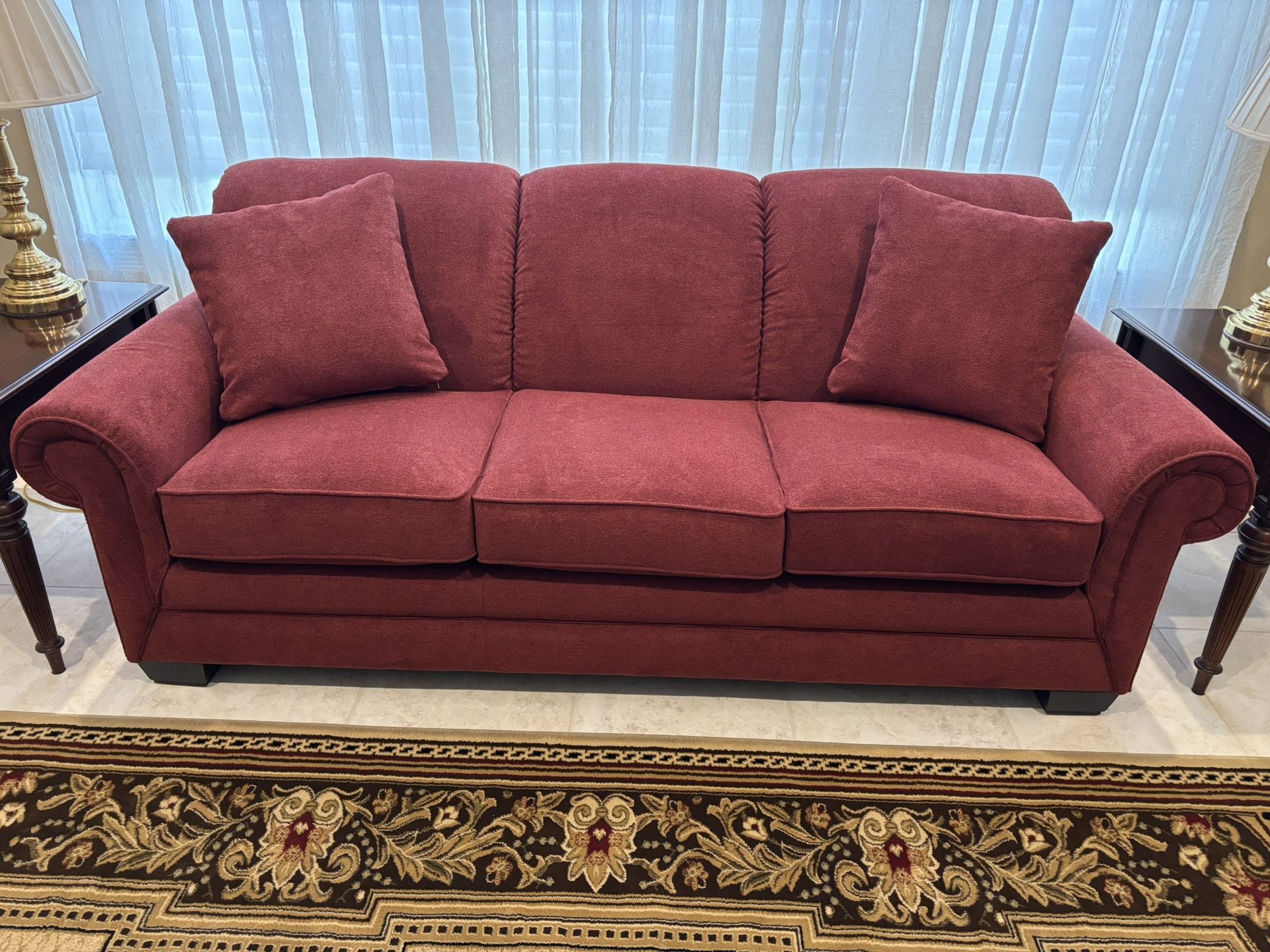 LA-Z-BOY Fabric Sofa In Cranberry