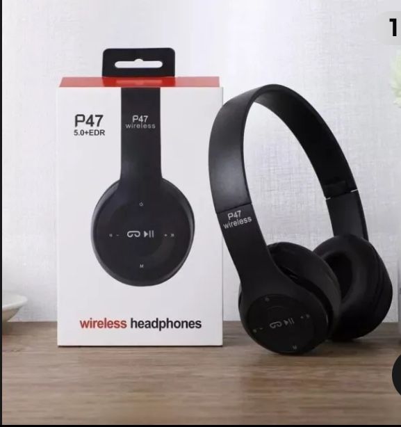Stereo Bluetooth Headphones P47 5.0 Bluetooth Headset Foldin g Series Wireless Sports Game Headset Color@@Black