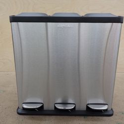 Step N’ Sort 16 Gallon 3‑Compartment Trash & Recycling Bin – Stainless Steel