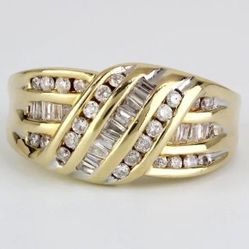 Vintage 14k Yellow Gold Diamond Knot Cocktail Ring 